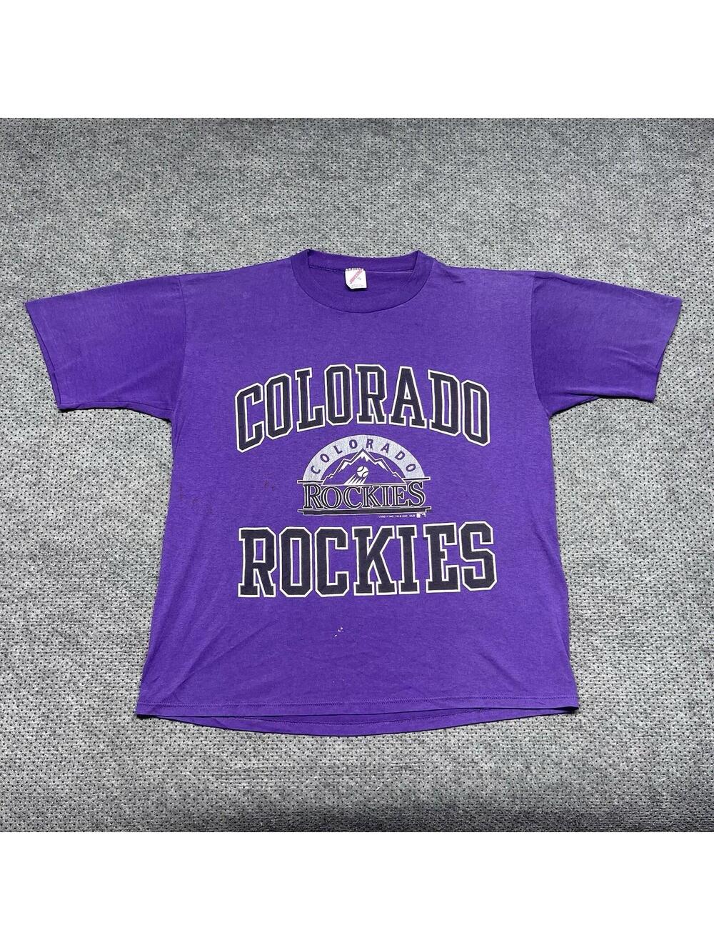 Vintage 1991 Colorado Rockies T-Shirt XL Major League Baseball RARE MENS PURPLE